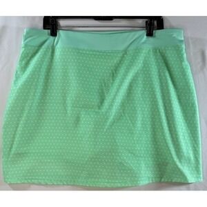 Pebble Beach Dry Luxe Skort Skirt Women XL Green  Polka Dot Pull On Golf Tennis